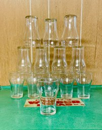 Set Of 11 And 2 Taller Vintage 60s Soda Glasses By Libbey #214