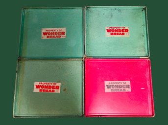 Lot Of 4 Rare Vintage 1960s Wonder Bread Green And Red Bread Trays 21 X 24  #256