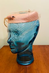 Vintage Union Made Gorgeous Pink Fascinator Hat Net Veil/headband Veil  #388