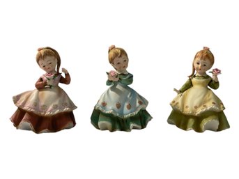 Lot Of 3 Vintage Hand Painted Lefton Girl Figurines   #143