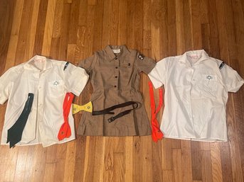 Vintage Girl Scout Official Uniform Dress, 2 Shirts And Ties #130