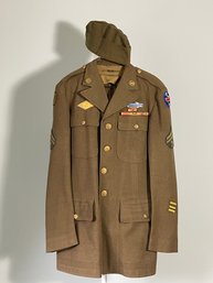 Genuine US Army Military Wool Jacket With Patches, Badges/pins And Cap - Great Condition Consistent W/age #294