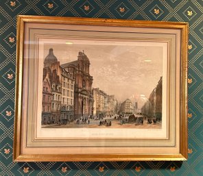 16.5 X 20 J. Gaildrau Paris Scene Lithograph In Giltwood Frame #56