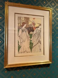 23 X 18.5 Antique Framed LE PASSANT Lithograph By Robert Engels Signed  #60