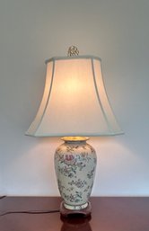 Vintage Oriental Hand Painted And Decorated Porcelain Table Lamp Wood Base #50