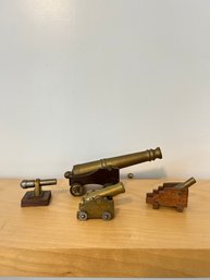 Lot Of 4 Miniature Brass Cannons #20