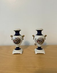 Pair Of Limoges France Hand Painted Vases Marked #44