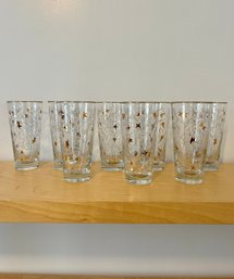 Vintage Libbey Royal Fern Gold Highball Glasses Set Of 8  #45