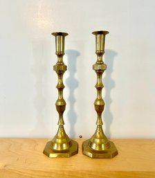 Pair Of Large Vintage Brass Candlesticks #49