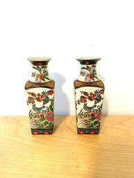 A Pair Of 8' Tall Asian Porcelain Floral And Bird Vases #60