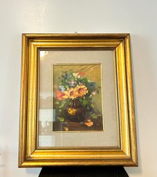 17.5 X 15 Beautiful Framed Floral Still Life Painting Artist Signed On Lower Right #122