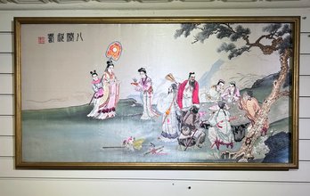 20 X 39 Vintage Chinese Silk Embroidery Wall Art #133