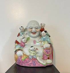 Vintage Chinese Happy Buddha With Children   11' Inch #157