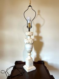 Vintage Neoclassical Italian Carved Art Alabaster Marble Table Lamp #162