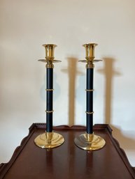 Vintage Brass And Chrome Candlesticks #163