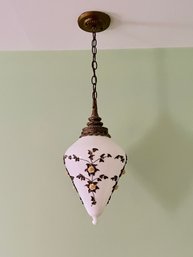 Gorgeous Art Deco Milk Glass Pendant Lamp 31' Inch #51