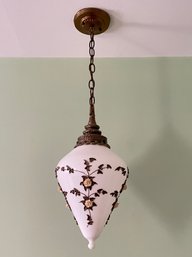 Gorgeous Art Deco Milk Glass Pendant Lamp 31' Inch #51/1