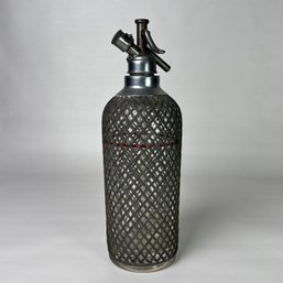 Antique Sparklets New York Wire Mesh Soda Syphon Glass Bar Bottle #39