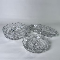 A Group Of 3 Vintage Crystal Articles Bowls And Tray  #73