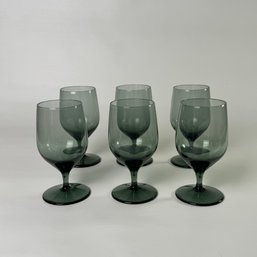 Set Of 6 Vintage Lenox Smokey Green Wine/Water Glasses #76