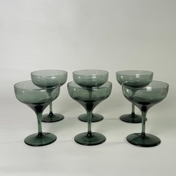 Set Of 6 Vintage Lenox Smokey Green Coupe Champagne Glasses #77