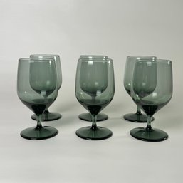 Set Of 6 Vintage Lenox Smokey Green Wine/water Glasses #80