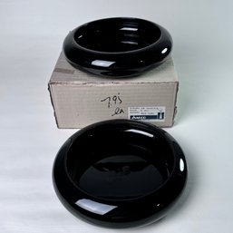 Set Of 2 New Vintage Inarco CR1093 Round Black  Pottery 9' Bowls #91