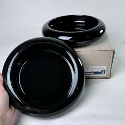 Set Of 2 New Vintage Inarco CR1093 Round Black Pottery 9' Bowl #90