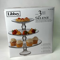 New Libbey Three Glass Footed  Platter #97