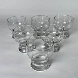 Vintage Low Ball Bubble Bottom Base Clear Glasses Set Of 6 #158