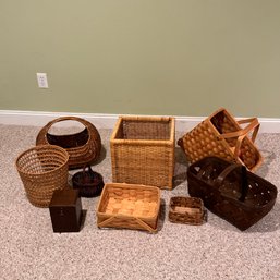 Vintage Woven Baskets And Wooden Box  #208