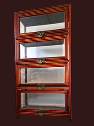 Mid-century Modern Faux Bamboo Cabinet Showcase With Copper Fish Shaped Padlocks #247