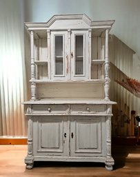 Stunning Two-piece French Farmhouse Shabby Chic Hutch Cabinet #290