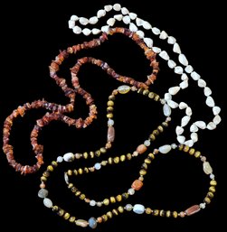 Lot Of 3 Natural Gem Stone Beaded Necklaces #349