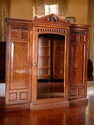 Gorgeous Antique 18th C French Walnut And Burl Armoire Floral Gobelin Inside, W/drawers, Pull Out Shelves #190