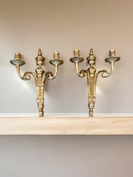 A Pair Of Vintage Bronze Wall Sconces #41