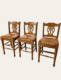 Set Of 3 Farmhouse Rush Seat Bar Stools #185