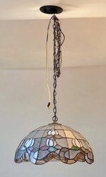 Faux Tiffany Style Stain Glass Portable Hanging Lamp 18'DIA