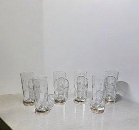 Set Of 6 Highball Glasses With Silver Band #169/1