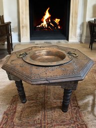 Antique Probably 19th Century Spanish 'Brasero' Fire Pit Table W/Original Bronze Hardware & Hammered Copper