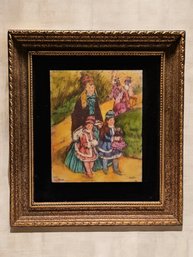 Genuine Artini Hand Painted Engraving Plaque Artist Signed And Framed 17 X 15 #3