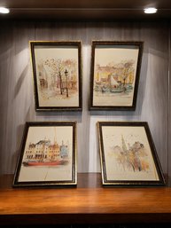 13 X 10 Set Of Four Vintage Framed Etchings #20