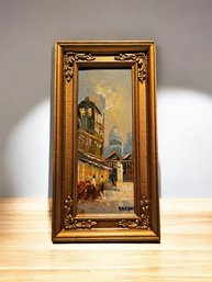 12.5 X 6.5 Miniature Oil Painting Cityscape By Garber Signed And Framed #36