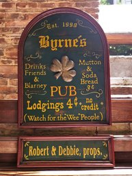 Vintage Byrne's Pub Wooden Sign #41