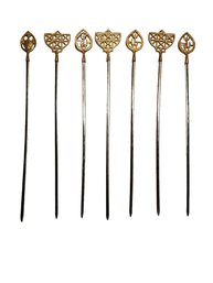 Mid Century Modern Set Of 7 Brass Skewers Approximately 16' - 17' #51