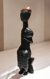 Hand-Carved In Ghana Traditional African Wooden Sculpture 18.5' Tall #64