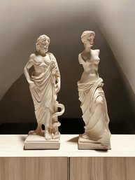 Lot Of Two Classical Greek Figurines/Sculptures 9' Tall #90