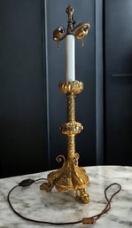 Antique Ornate Bronze Table Lamp With Shade 32' Tall Without Shade #100