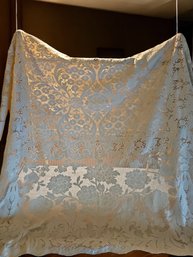 Vintage Cream Hand Made Tablecloth 66'W X 88'L #104