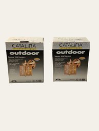 Lot Of Two Brand New Catalina Lighting Solid Polished Brass Outdoor Wall Light Fixtures #119